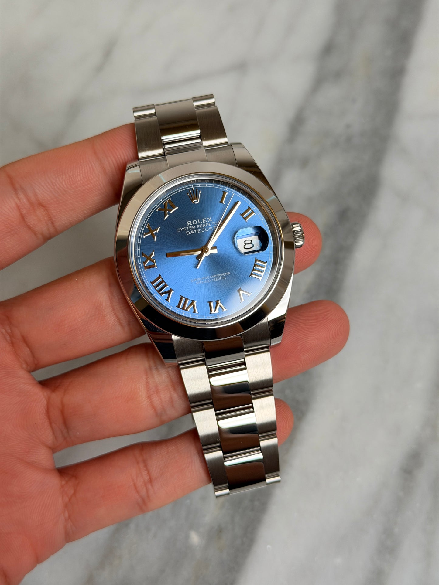 2025 126300 Oyster Blue Roman New Complete