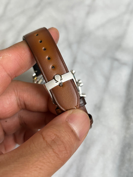 2025 33212415101001 Speedmaster SS Chronograph Black Dial on Brown Leather Strap New Complete