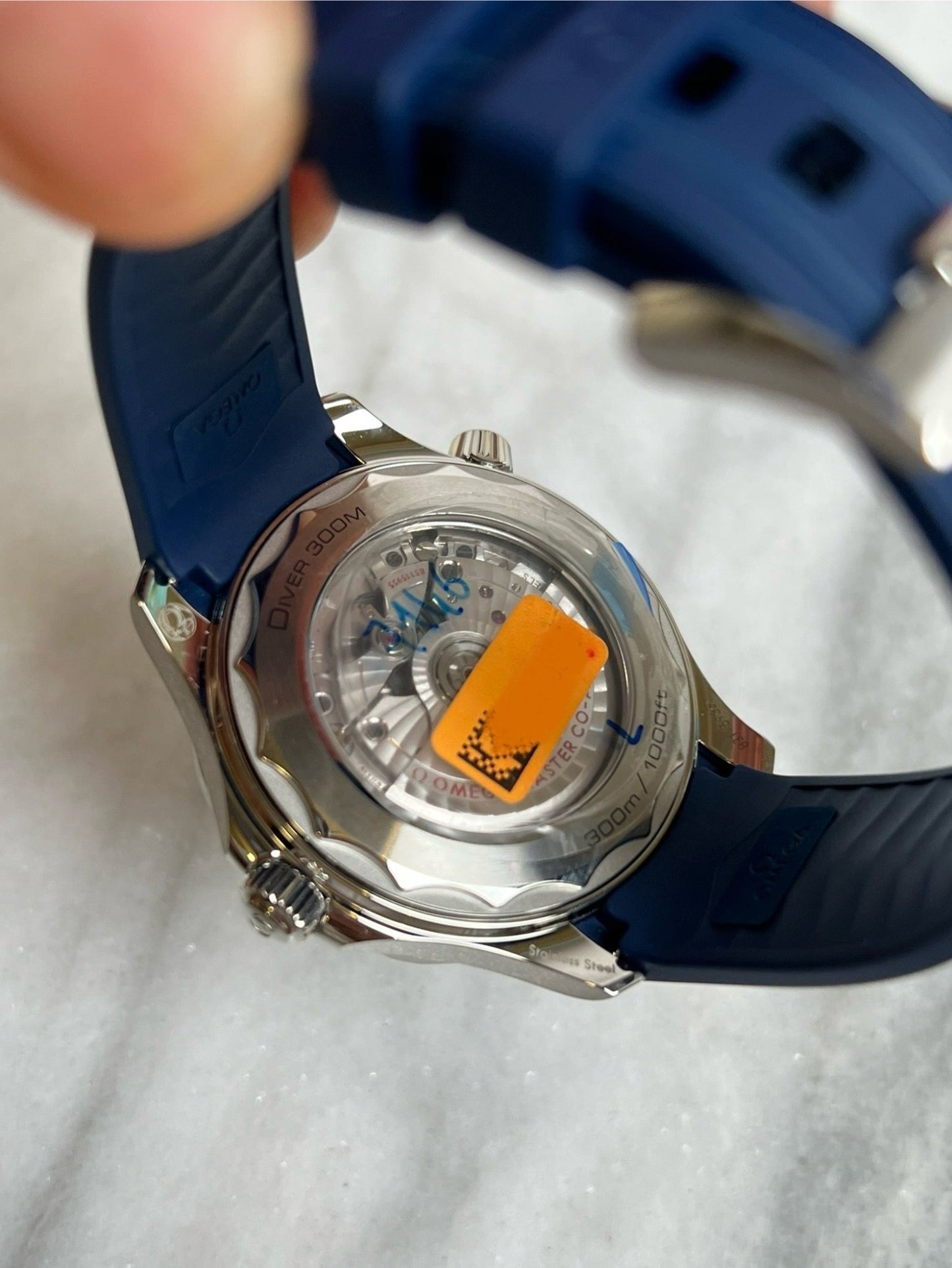 Omega 2025 21032422006001 Seamaster Diver 300M Grey Dial Blue Ceramic Bezel Rubber Strap New Complete 12493