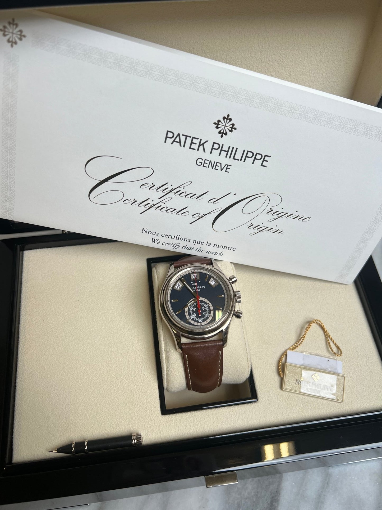 Patek 2020 5960/01G - 001 Blue Annual Calendar Preowned Complete 13261