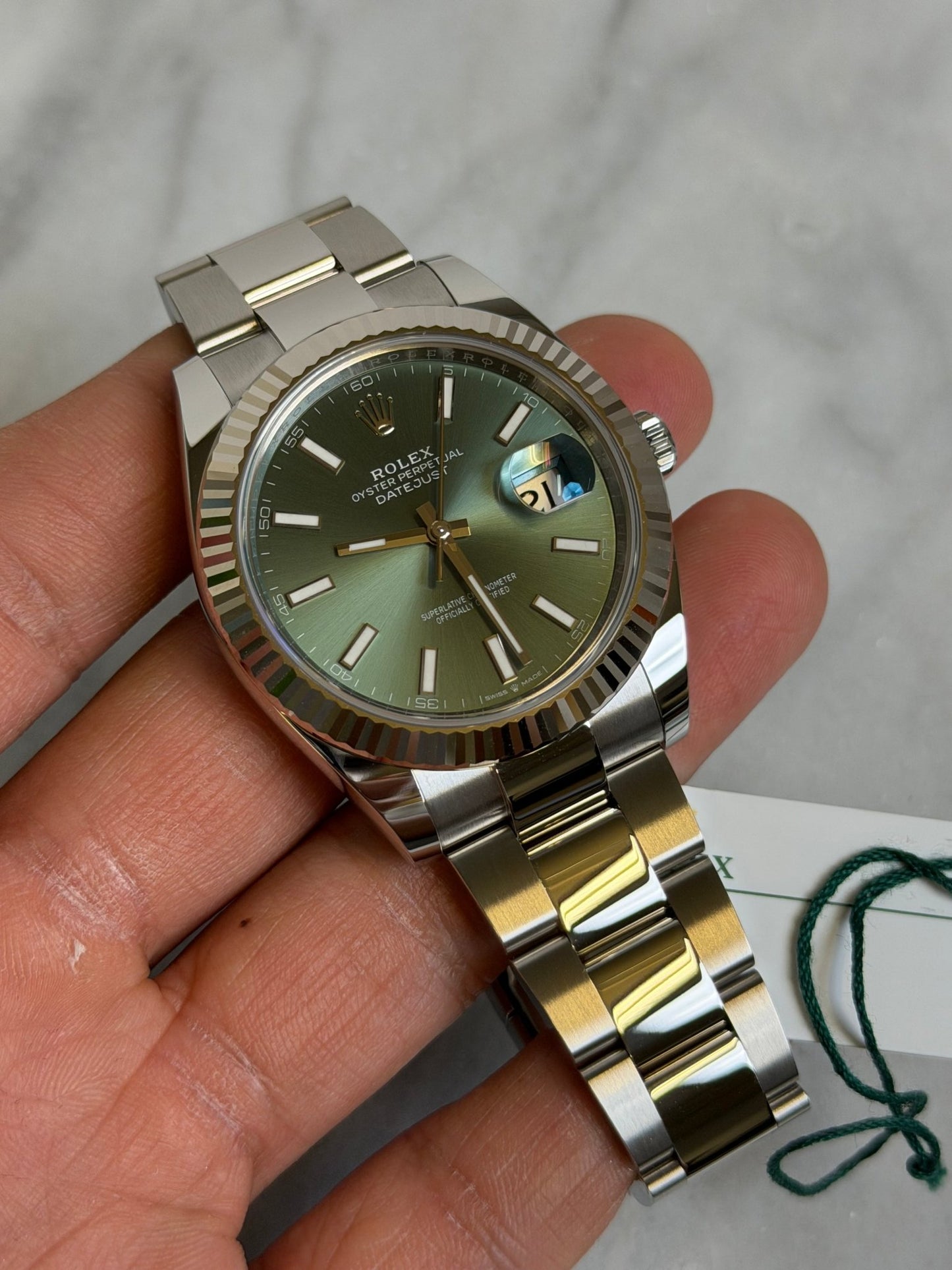 Rolex 2026 126334 Oyster Green Index New Complete w/ White Tag 14844