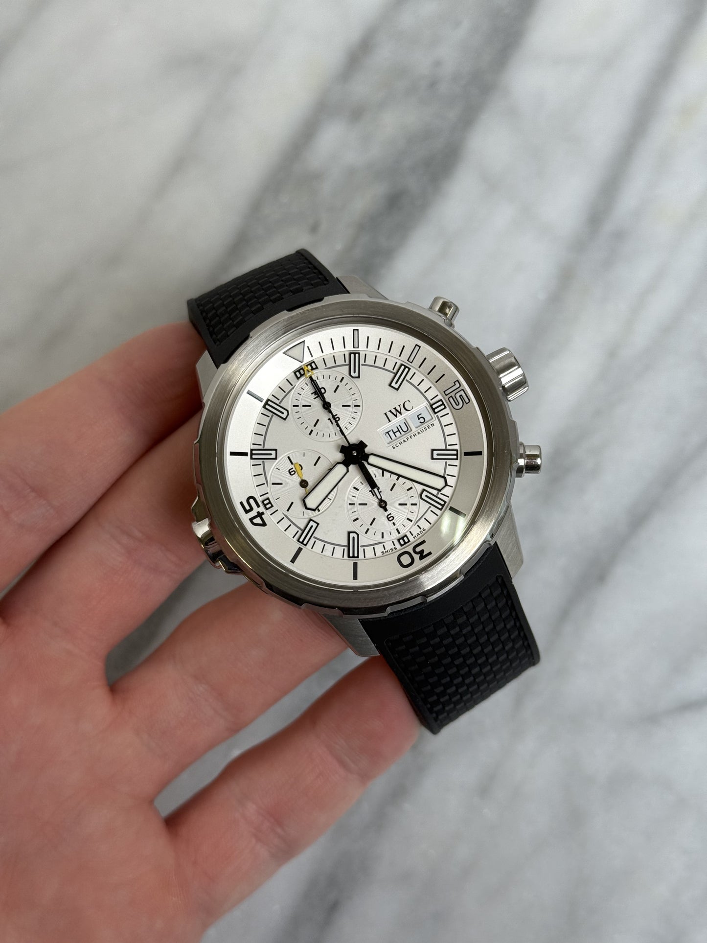 2015 IW376801 White Aquatimer Chronograph Preowned Complete