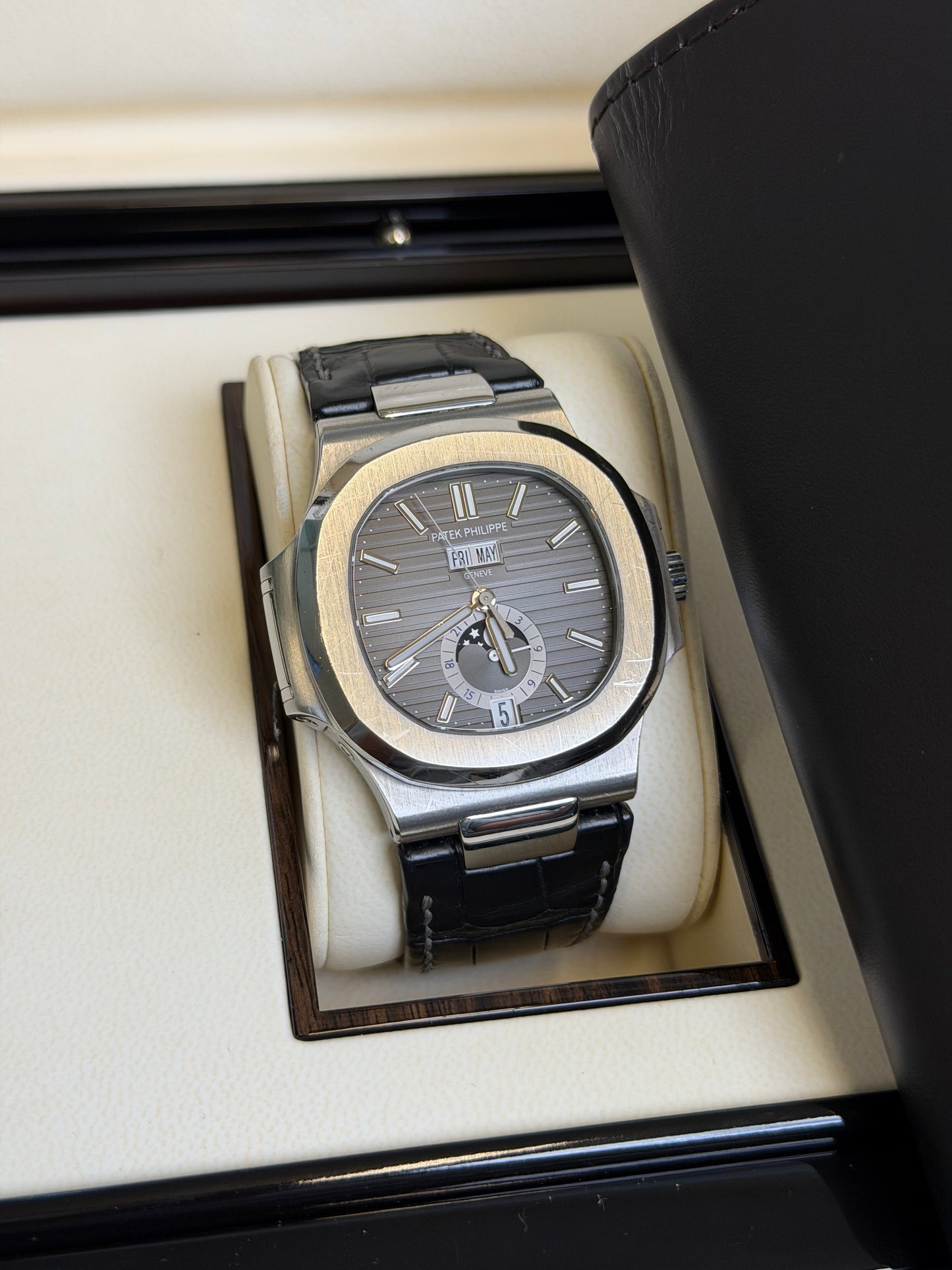 N/A 5726A Nautilus on Leather Preowned Watch/Box Only