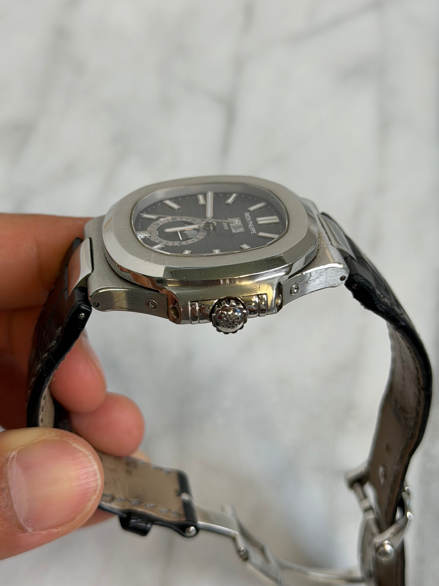 N/A 5726A Nautilus on Leather Preowned Watch/Box Only
