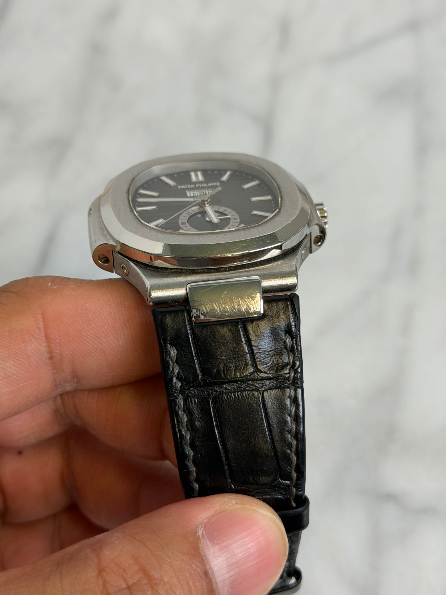 N/A 5726A Nautilus on Leather Preowned Watch/Box Only
