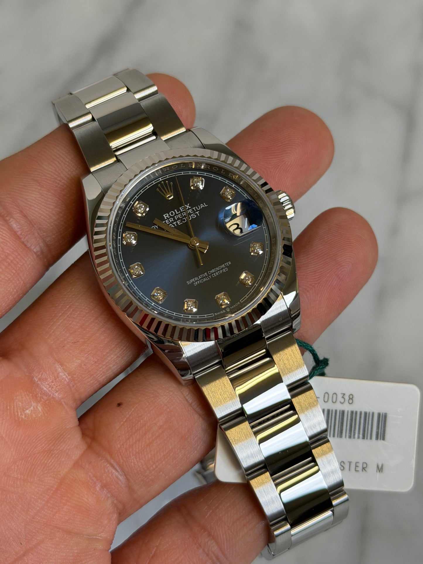 2020 126234G Oyster Blue Diamond DJ36 Preowned and Polished Complete w/ White Tag