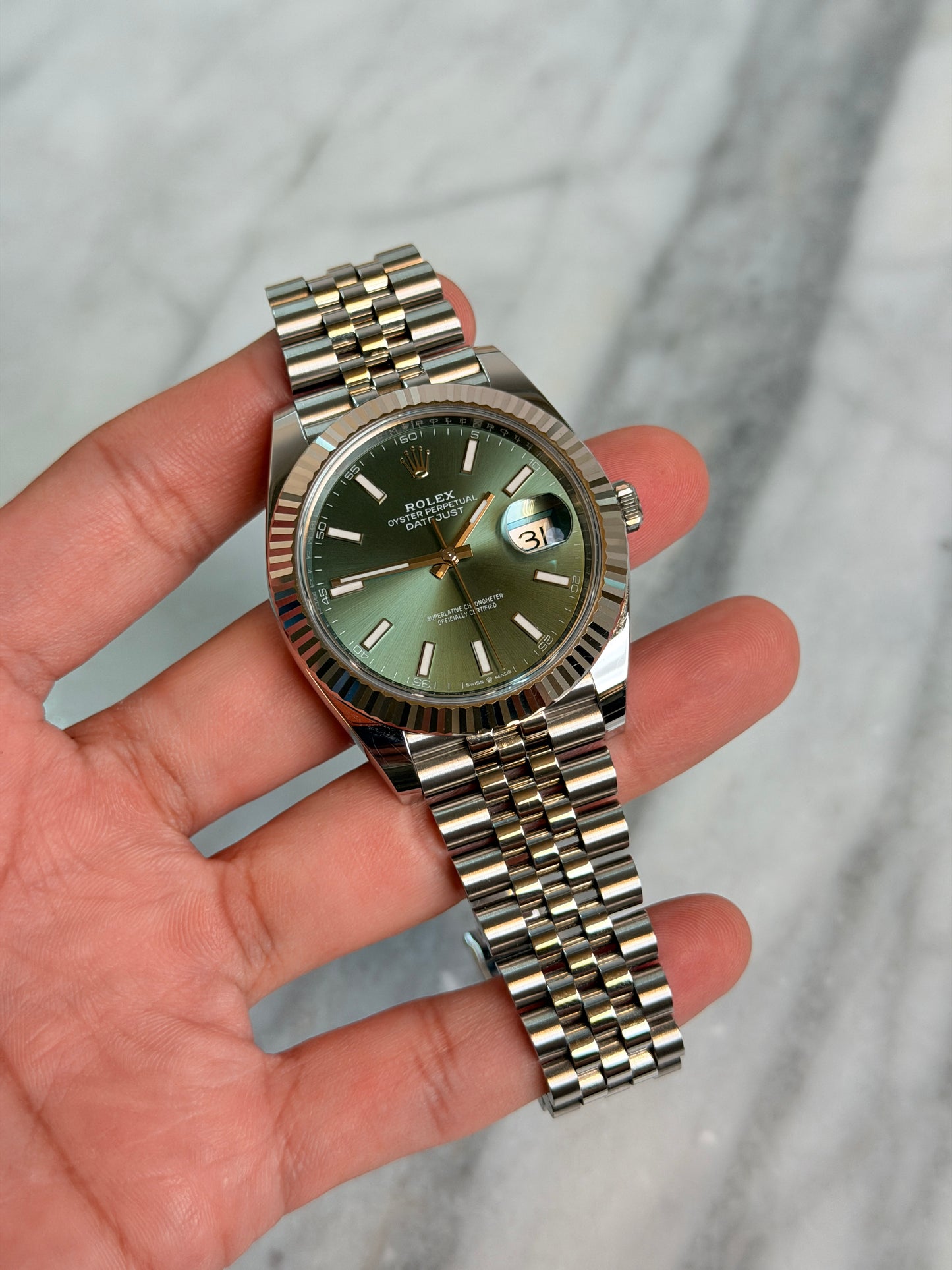 2022 126234 Jubilee Green Palm Index DJ36 Preowned Complete