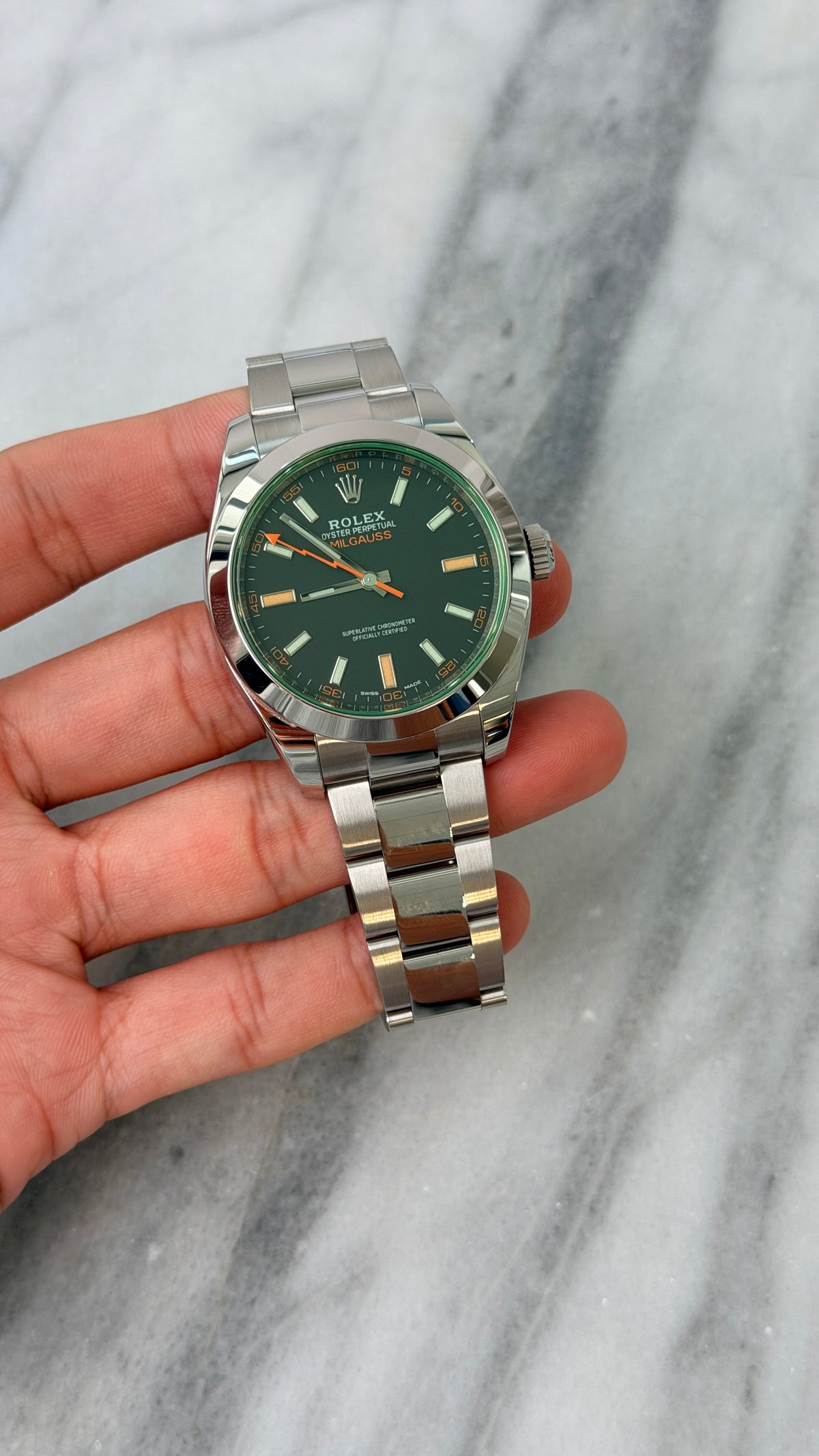 2021 116400GV Black Milgauss Preowned and Polished Complete w/ White Tag