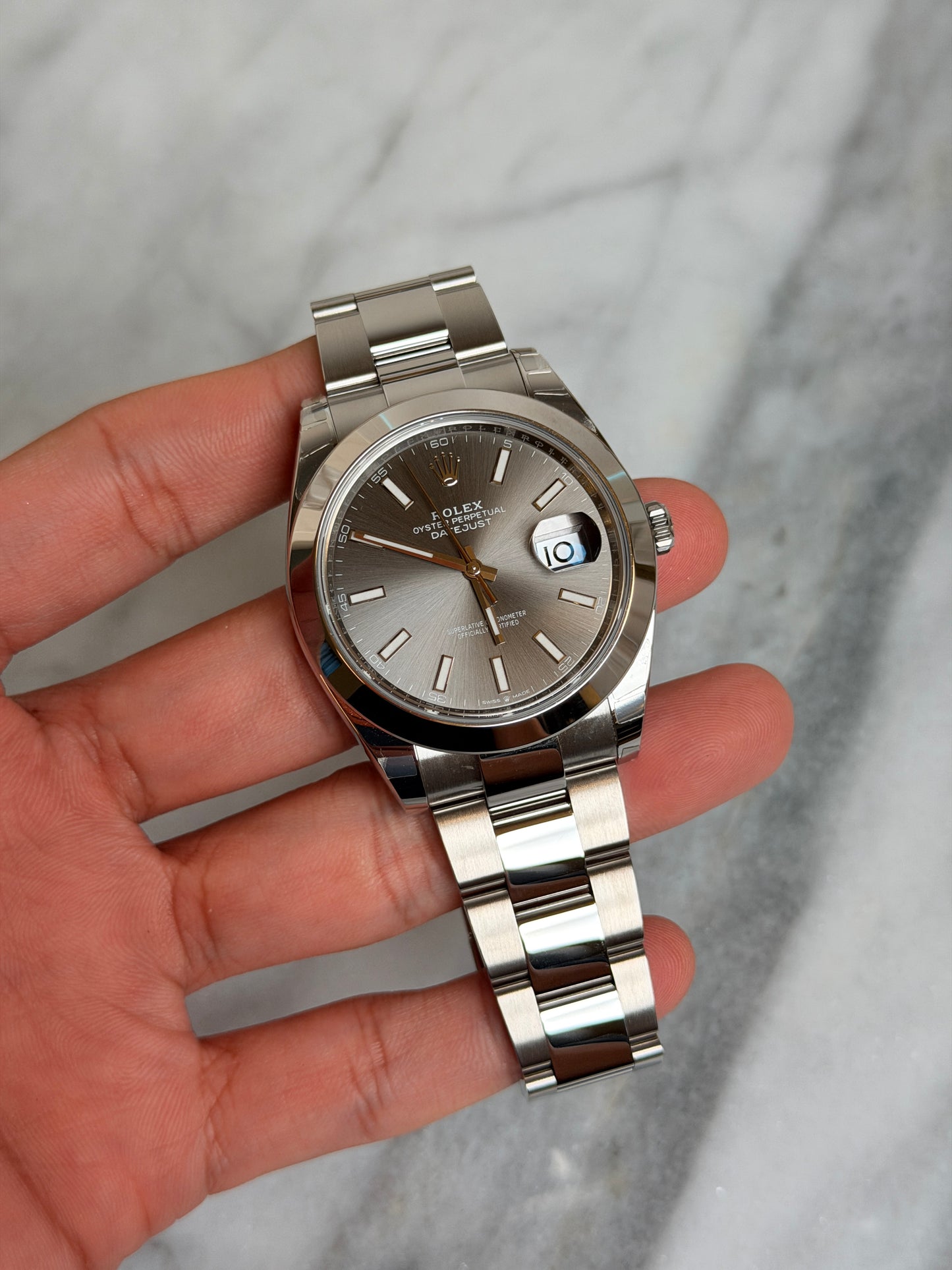 2025 126300 Oyster Grey Index New Complete w/ White Tag