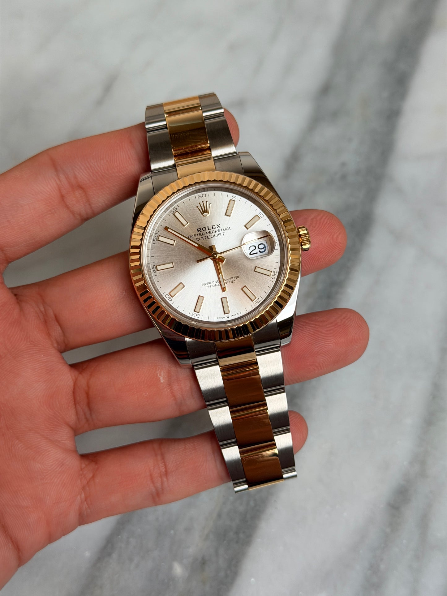 2021 126333 Oyster Silver Index Preowned and Polished Complete