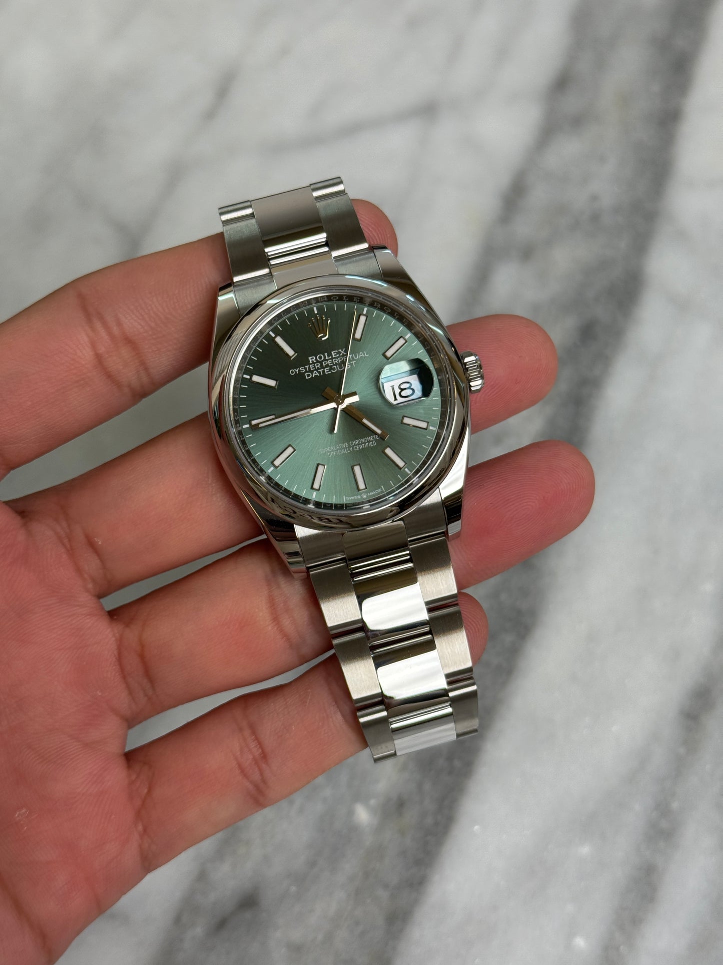 2025 126300 Oyster Green Index New, Complete w/ White Tag