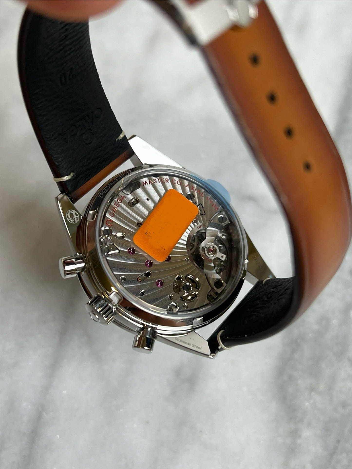 2025 33212415101001 Speedmaster SS Chronograph Black Dial on Brown Leather Strap New Complete