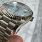 Rolex 2024 228236a New, Stickered Ice Blue Baguettes Complete w/WT