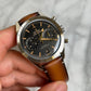 Omega 2025 33212415101001 Speedmaster SS Chronograph Black Dial on Brown Leather Strap New Complete 12487