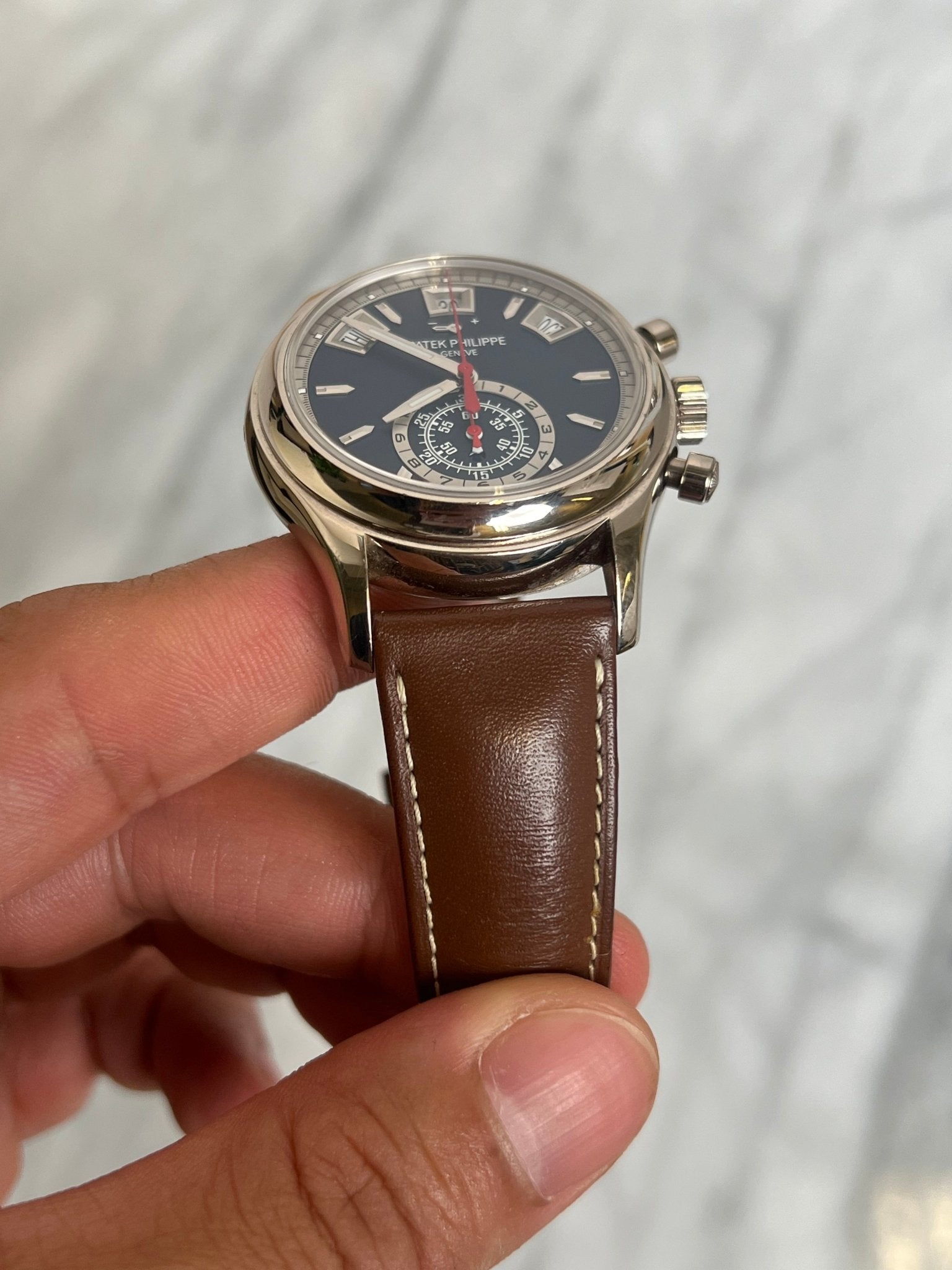Patek 2020 5960/01G - 001 Blue Annual Calendar Preowned Complete 13261