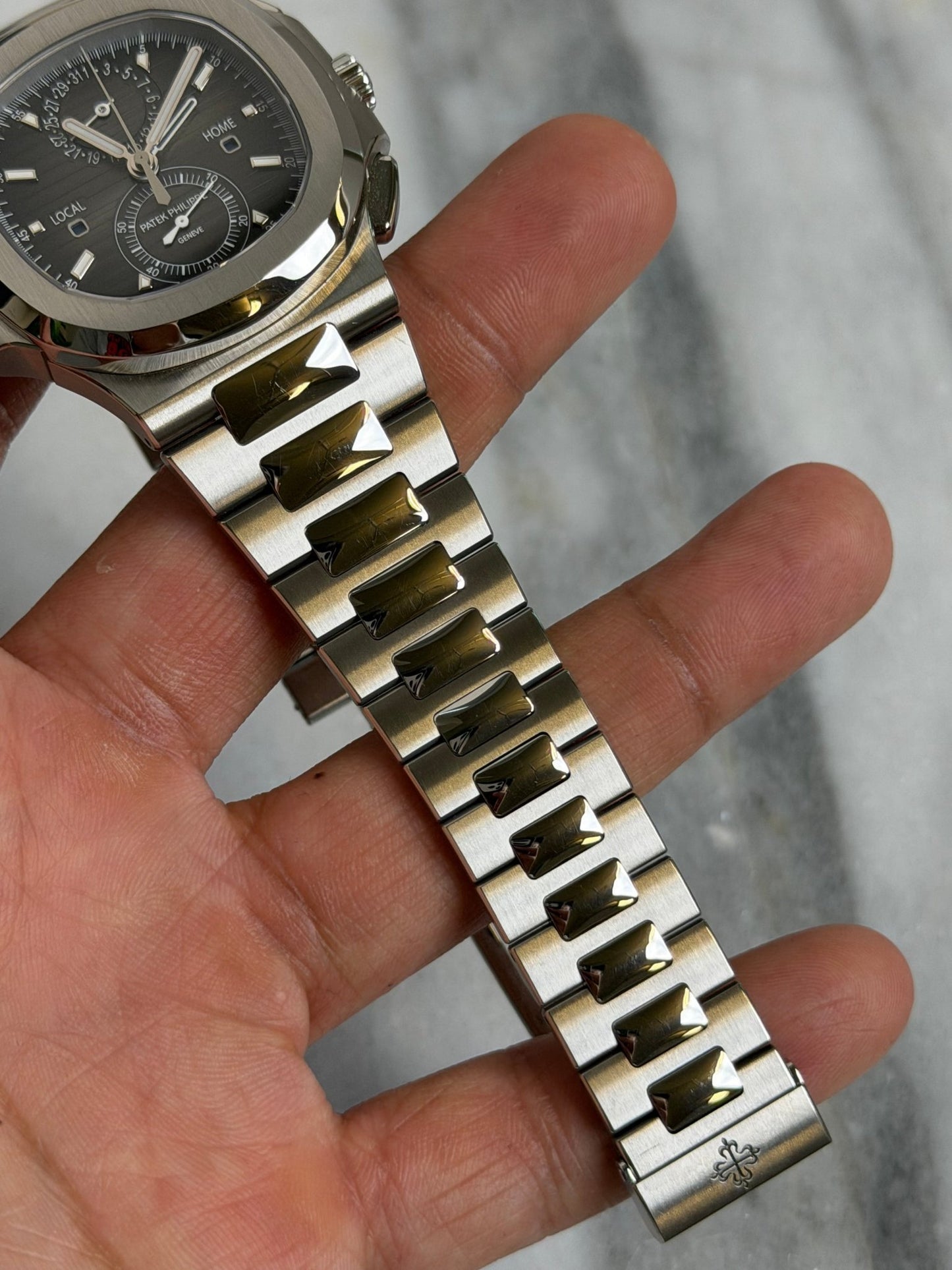 Patek 2021 5990/1A Grey Nautilus, Old Buckle Preowned Good Complete 14608