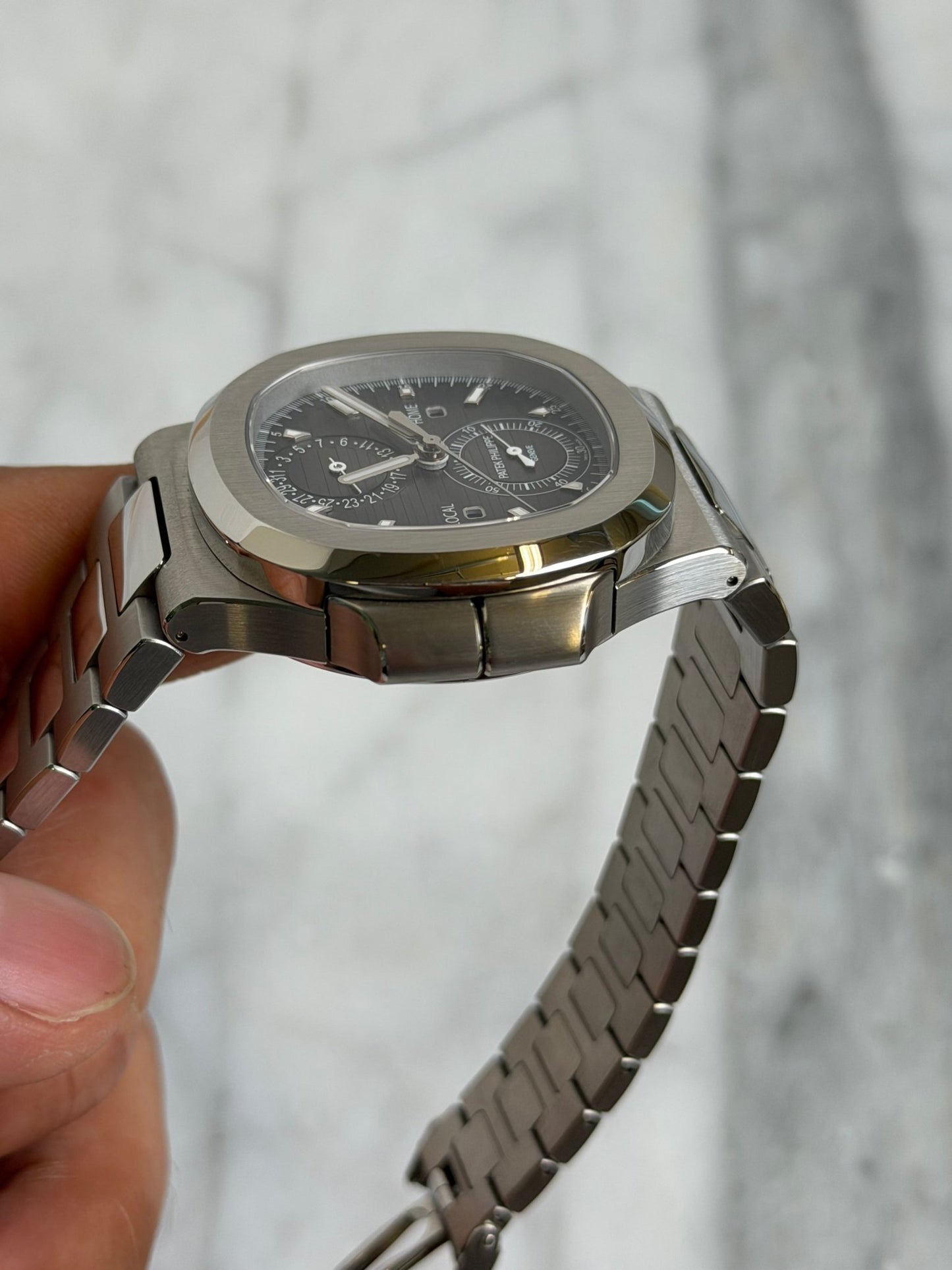 Patek 2021 5990/1A Grey Nautilus, Old Buckle Preowned Good Complete 14608
