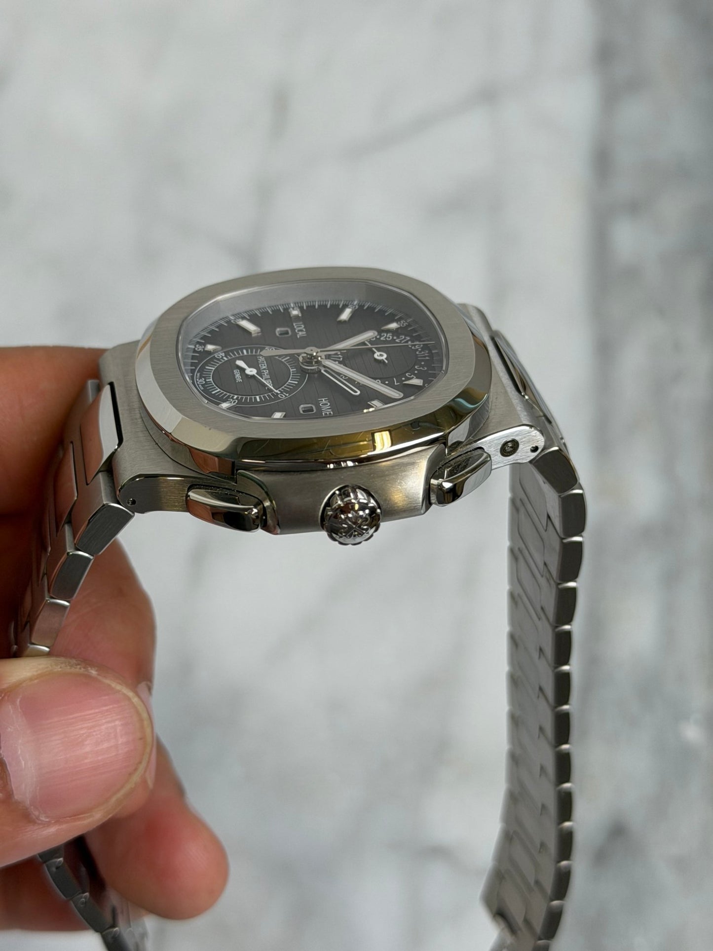 Patek 2021 5990/1A Grey Nautilus, Old Buckle Preowned Good Complete 14608