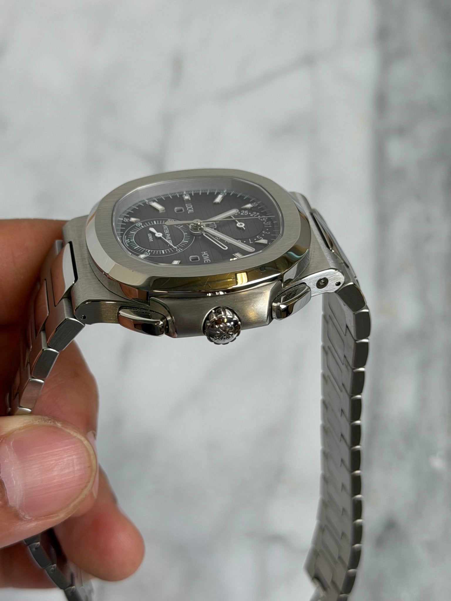 Patek 2021 5990/1A Grey Nautilus, Old Buckle Preowned Good Complete 14608