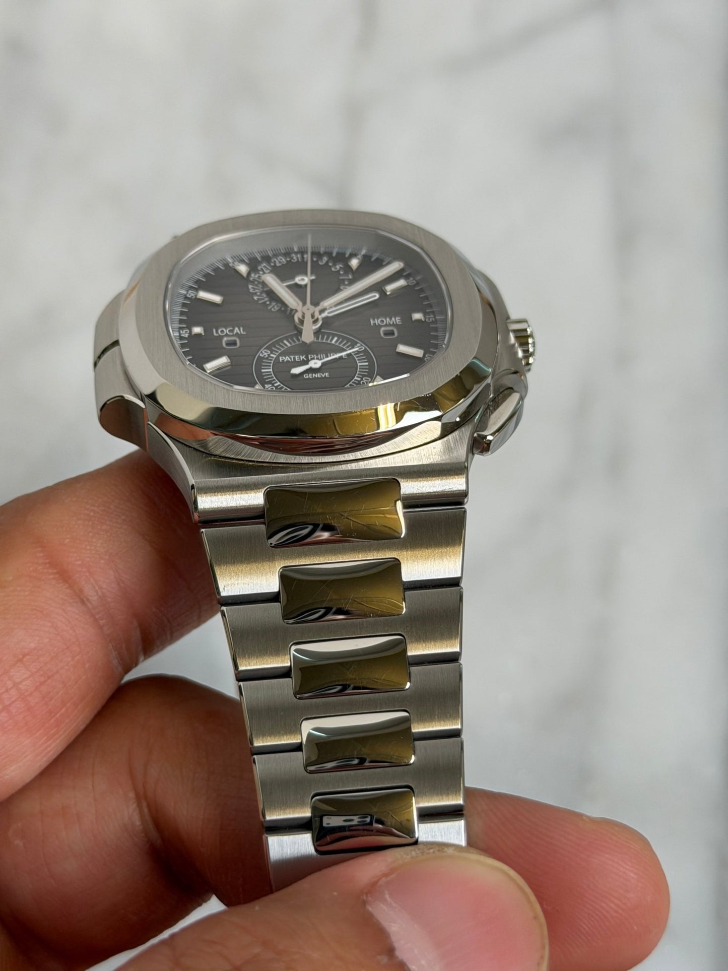 Patek 2021 5990/1A Grey Nautilus, Old Buckle Preowned Good Complete 14608