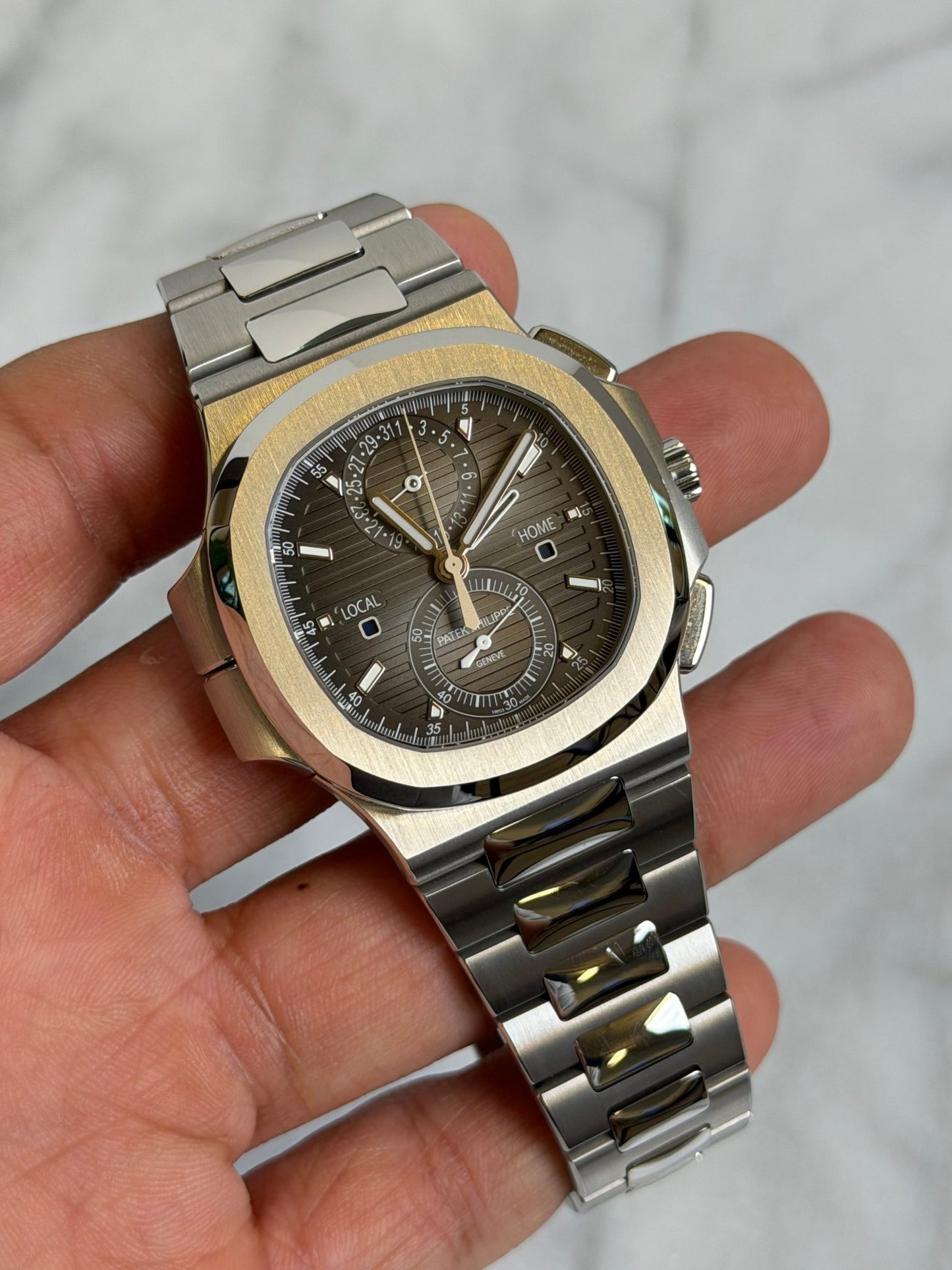 Patek 2021 5990/1A Grey Nautilus, Old Buckle Preowned Good Complete 14608