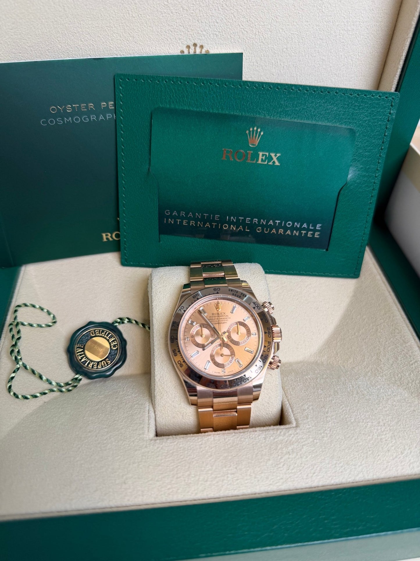 Rolex 2020 116505A Pink Baguette Preowned NFC Complete 14797