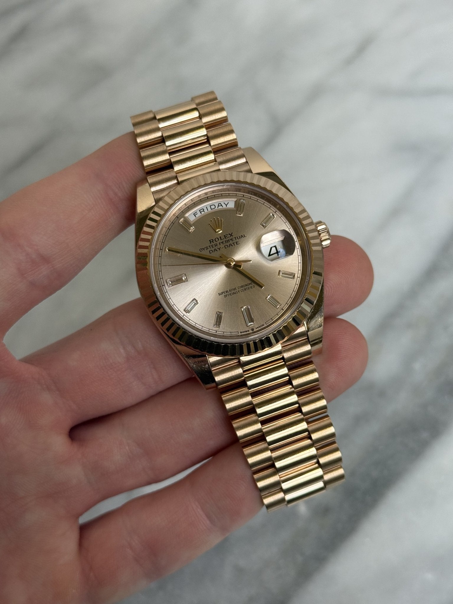 Rolex 2020 228235A Sundust Baguette Preowned NFC Complete 13646