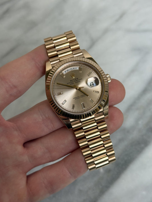 Rolex 2020 228235A Sundust Baguette Preowned NFC Complete 13646