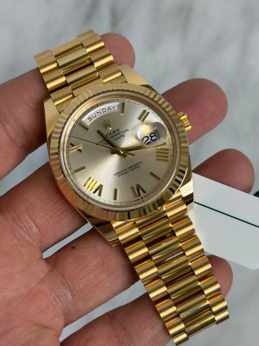 Rolex 2021 228238 Silver Roman Preowned Complete w/ White Tag 14852
