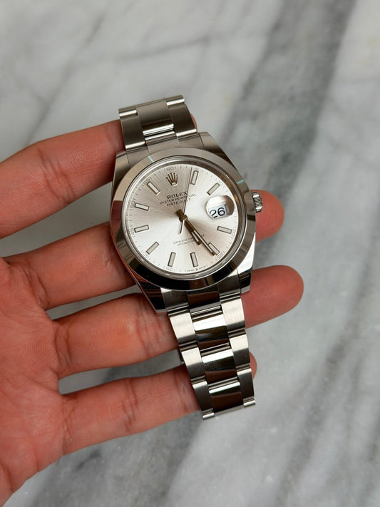 Rolex 2022 126300 Oyster Silver Index Preowned Complete 14232