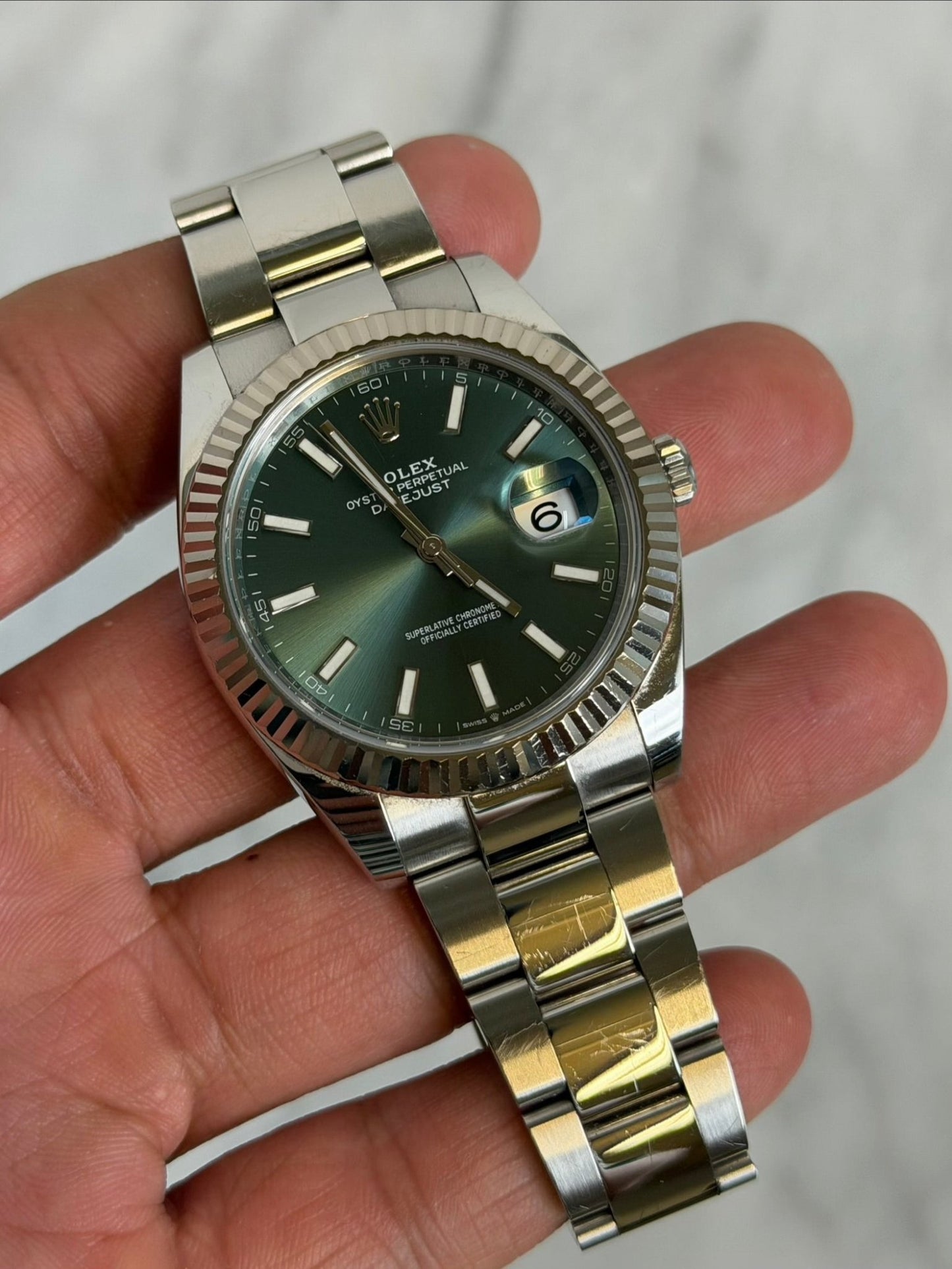 Rolex 2022 126334 Oyster Green Index New Stickered Complete 14609