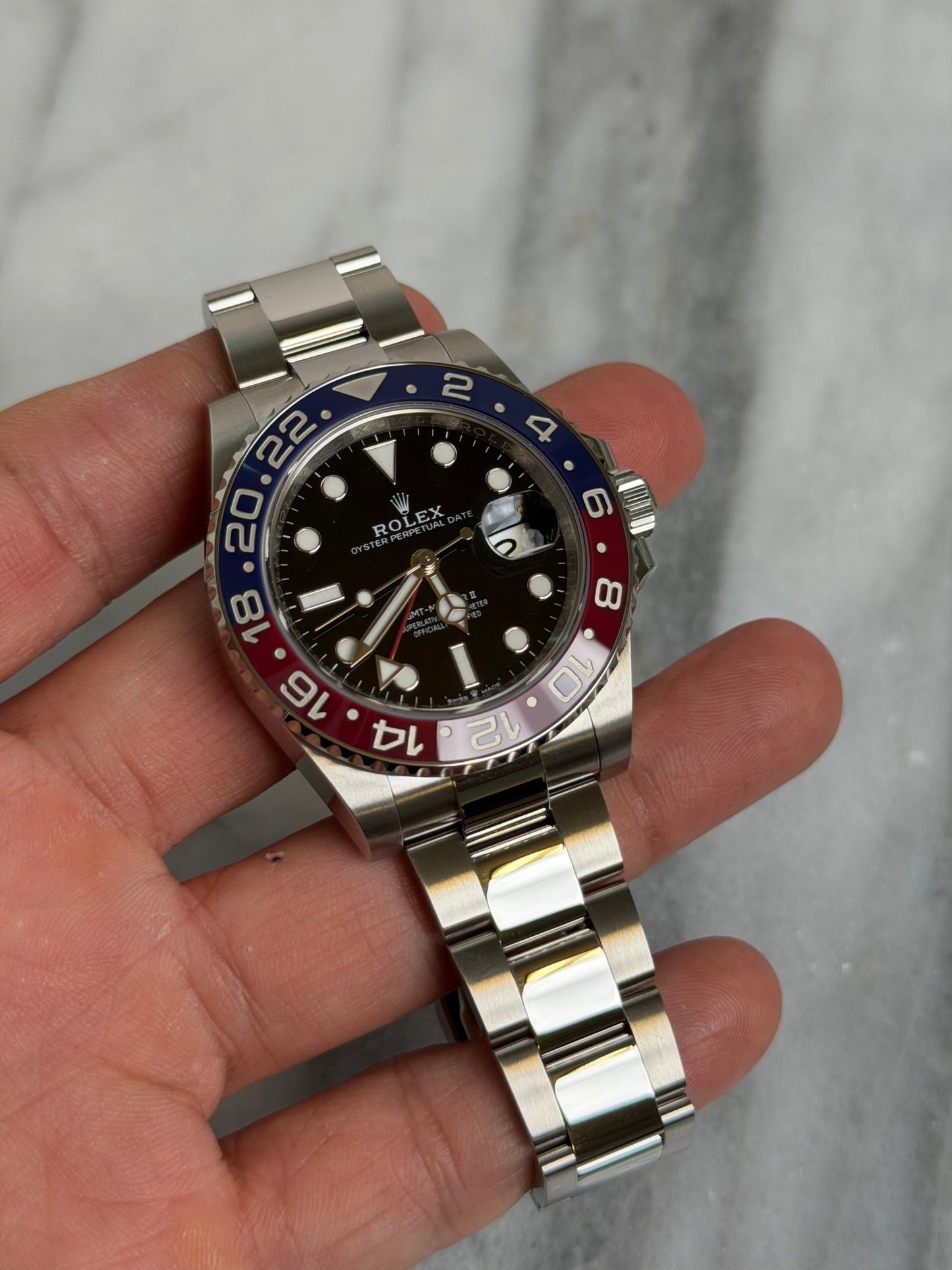 Rolex 2022 126710BLRO Oyster Pepsi Preowned and Polished Complete 14504