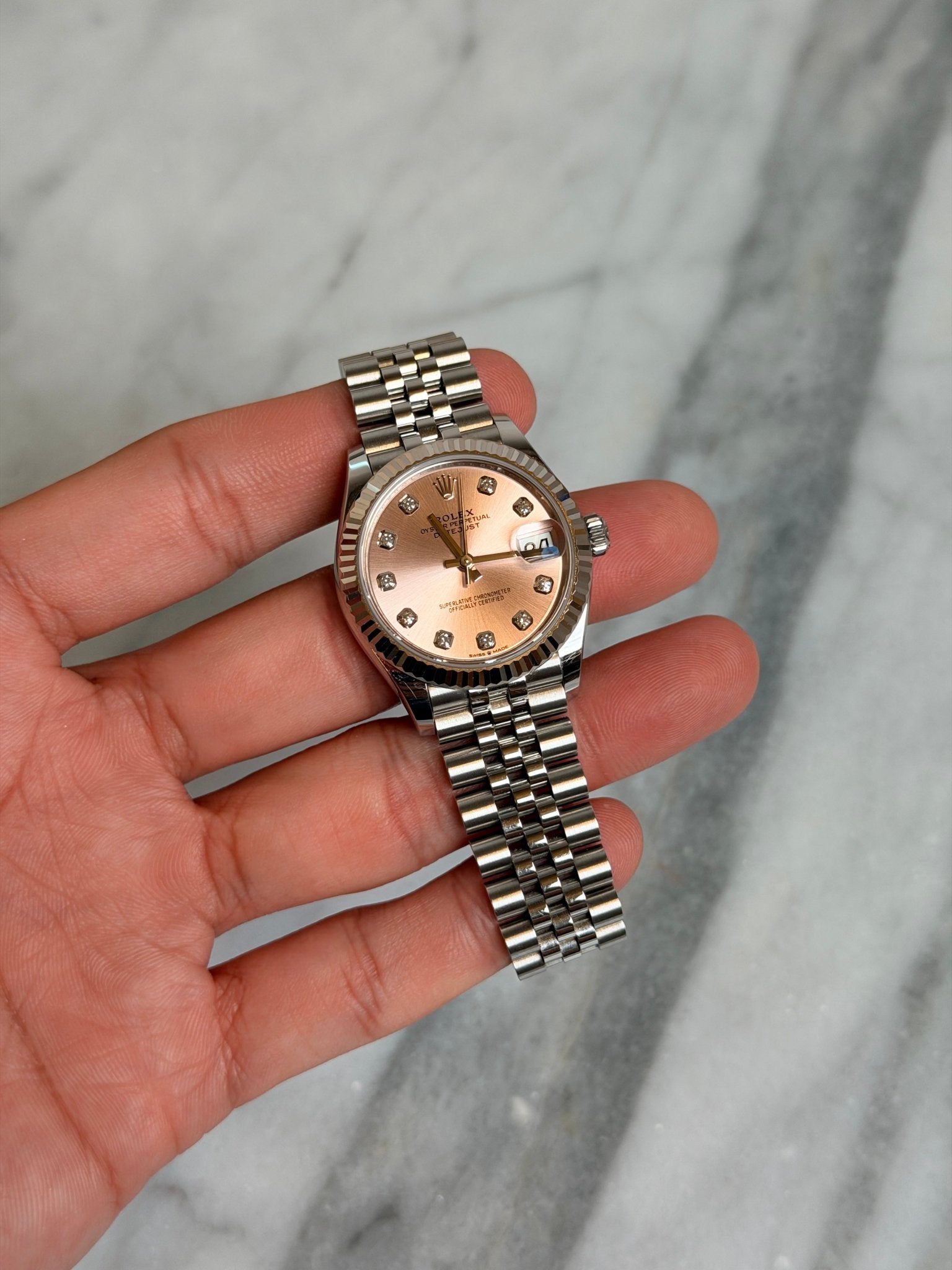 Rolex 2023 278274G Jubilee Pink Diamond DJ31 Preowned Complete 14747