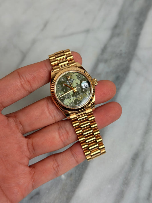 Rolex 2023 278278 Green Floral Diamond DD31 Preowned Complete 14333