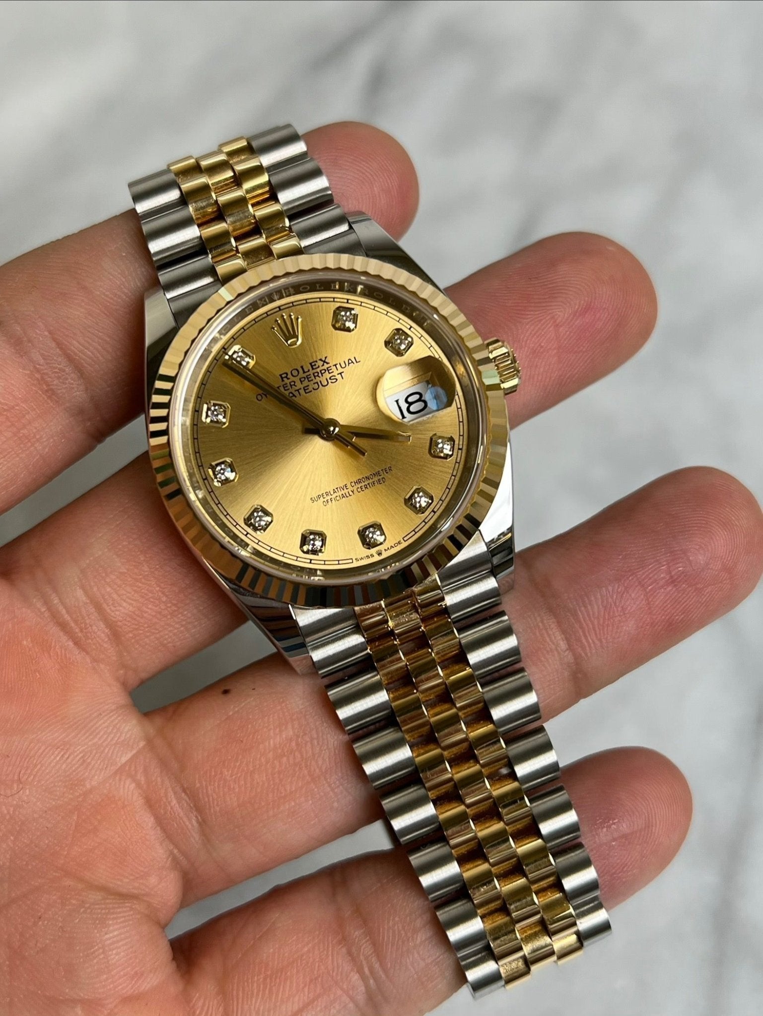 Rolex 2024 126233G Jubilee Champ Diamond DJ36 Preowned Good Complete 14081