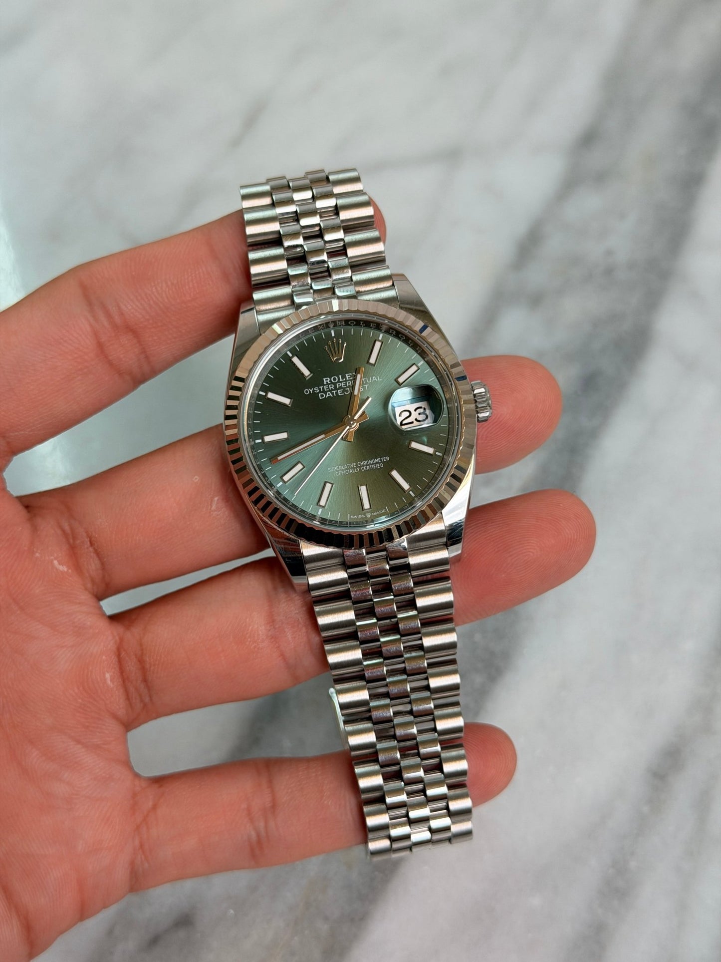 Rolex 2024 126234 Jubilee Green Index DJ36 Preowned Complete 14278
