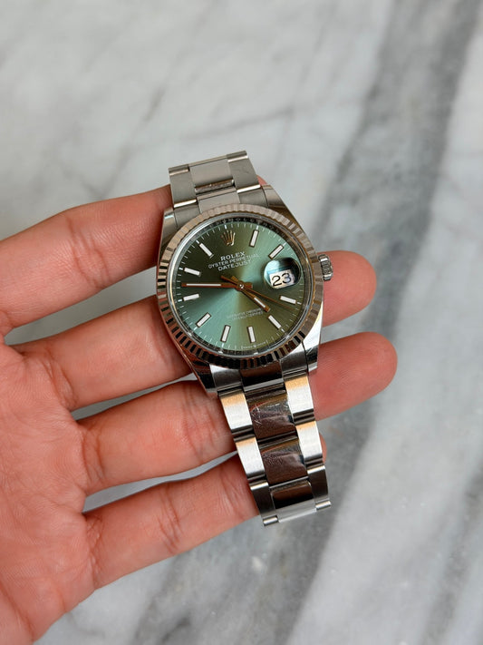 Rolex 2024 126234 Oyster Green Index Preowned Complete 14741