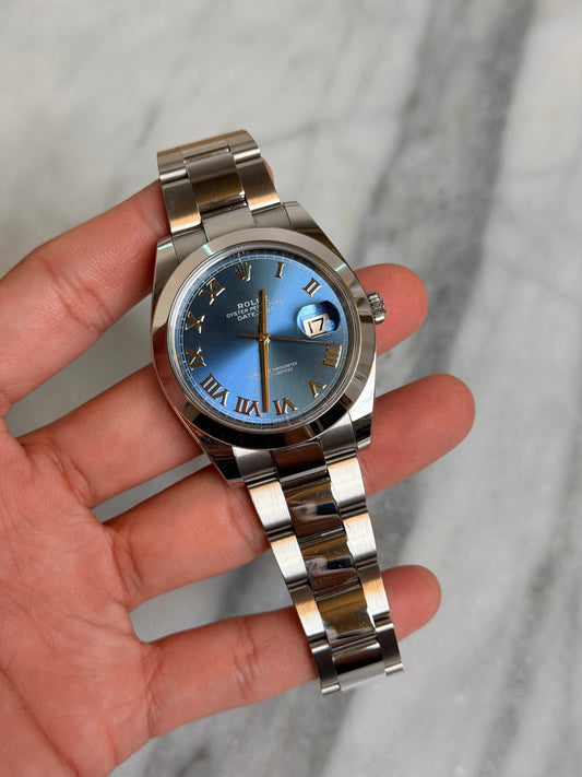 Rolex 2024 126300 Oyster Blue Roman Preowned Complete 14736