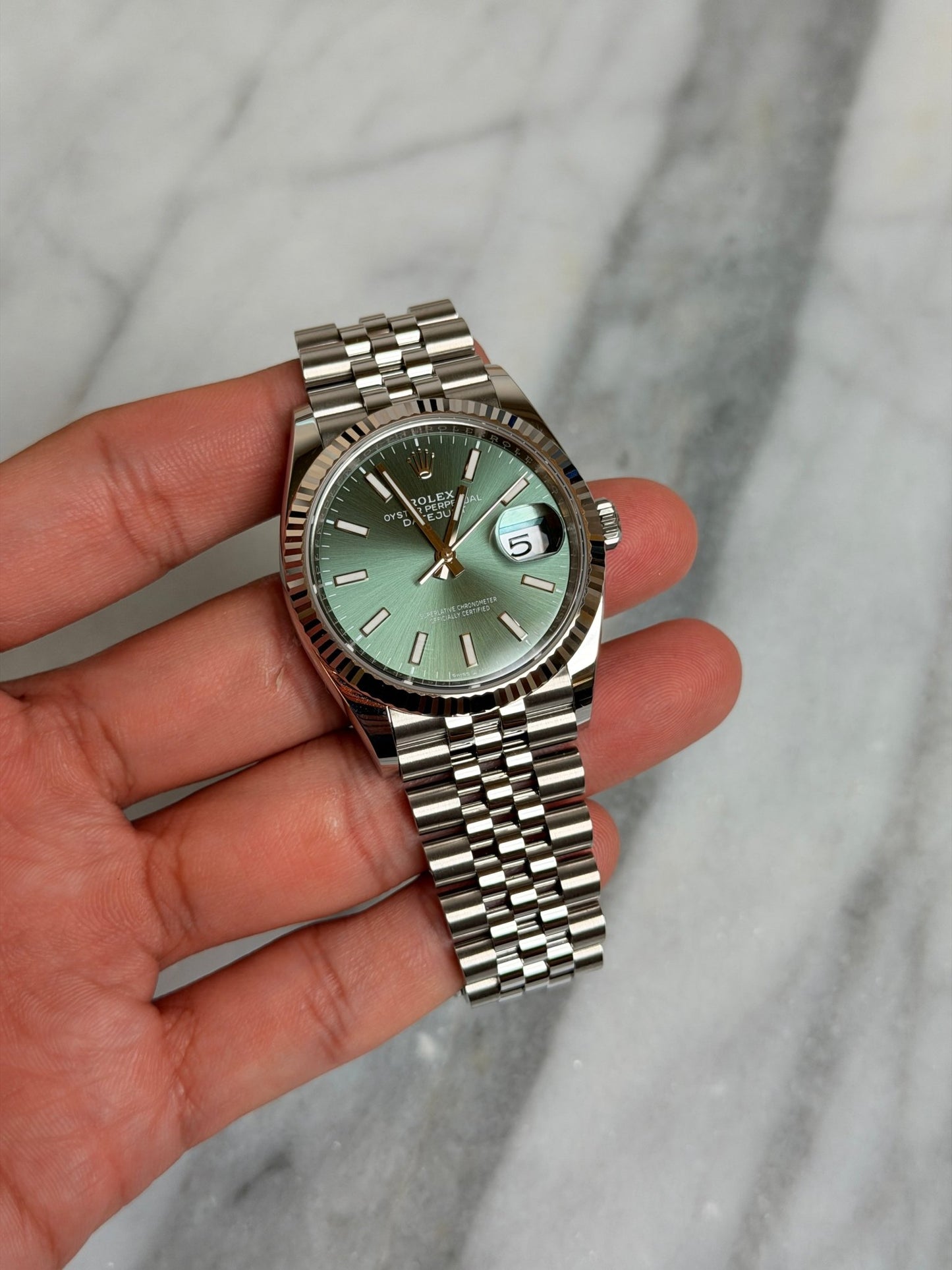 Rolex 2025 126234 Jubilee Green Index DJ36 Preowned Complete 14230