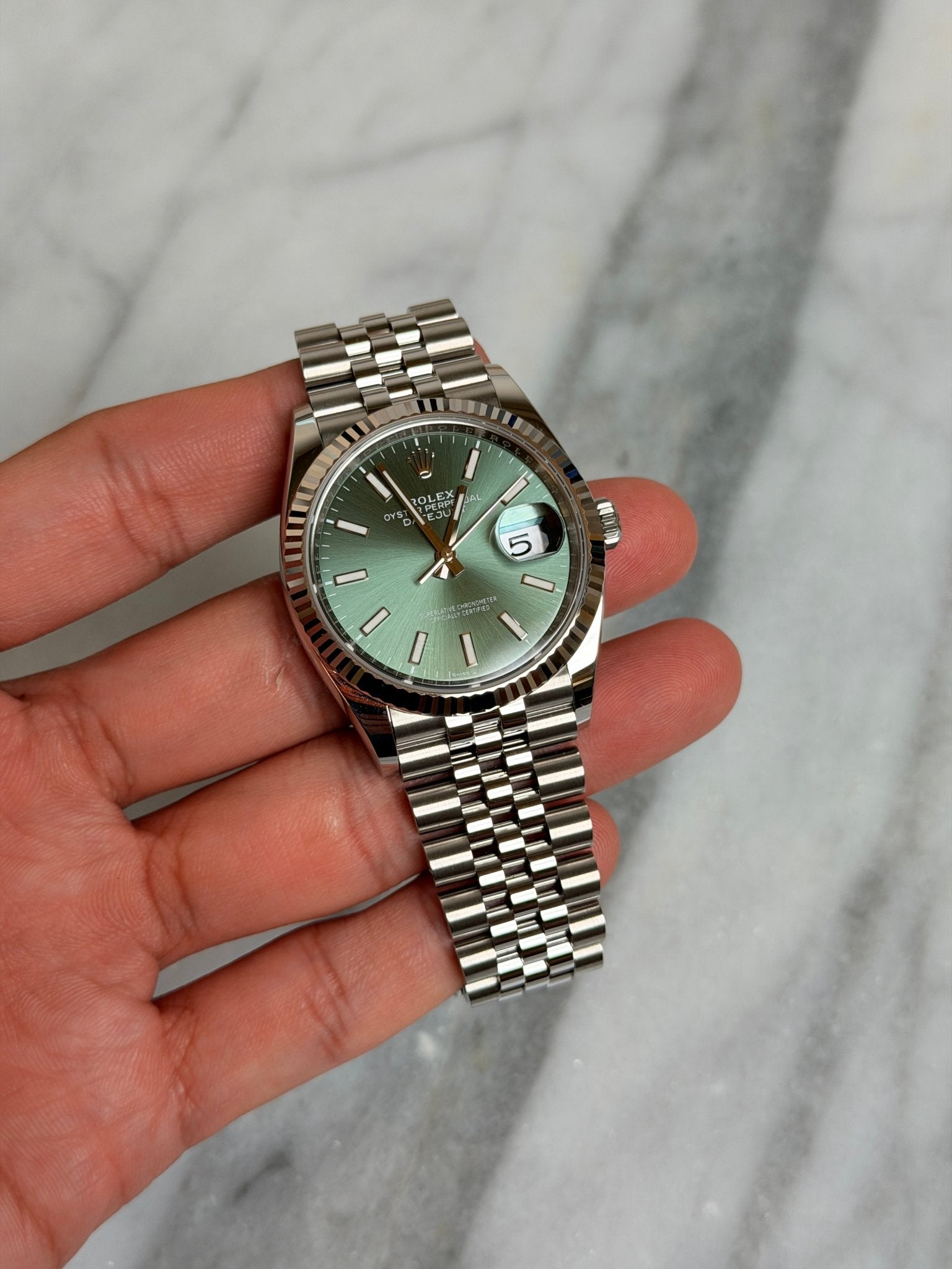 Rolex 2025 126234 Jubilee Green Index DJ36 Preowned Complete 14230