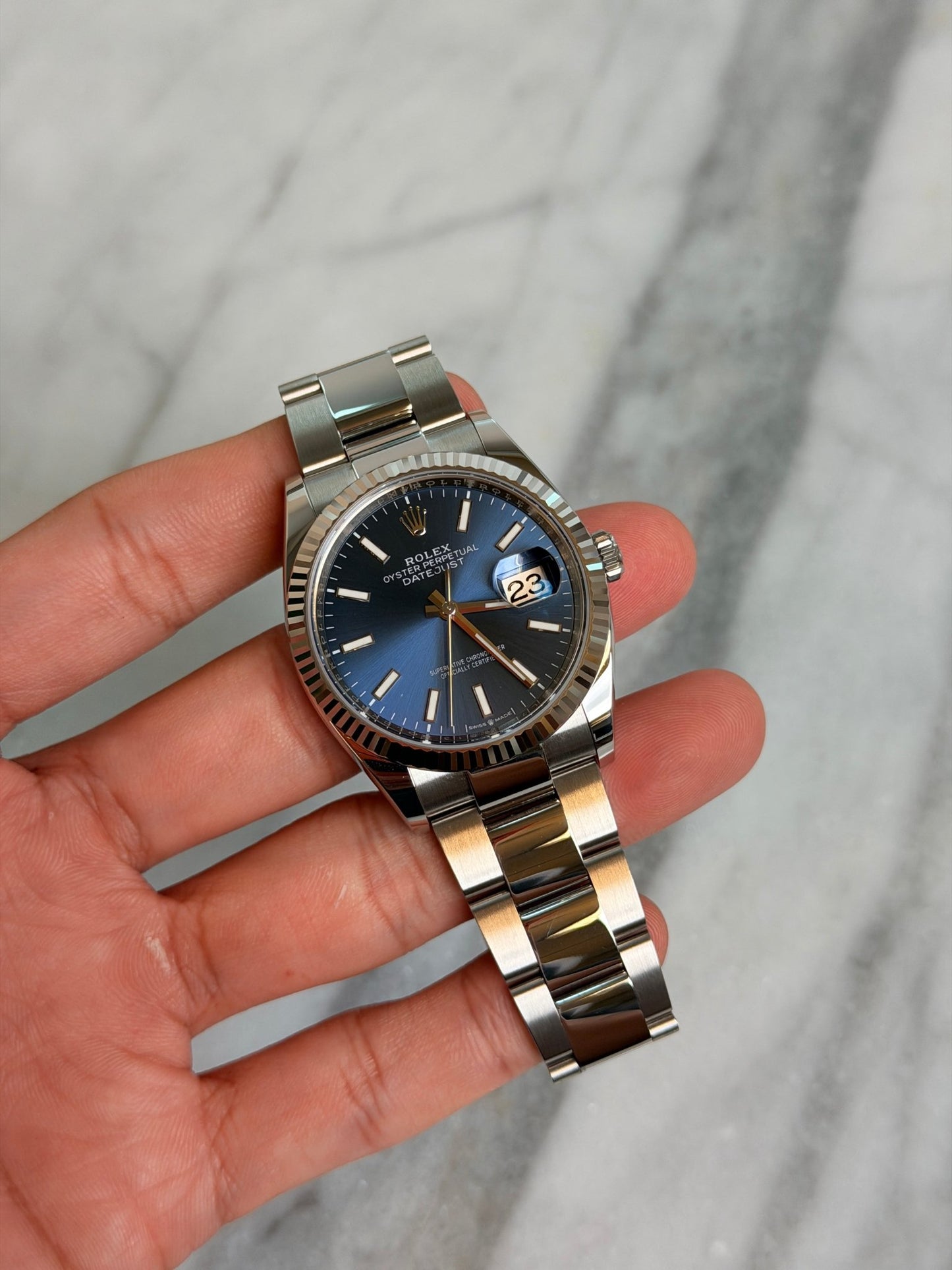 Rolex 2025 126234 Oyster Blue Index Preowned Good Complete 14593