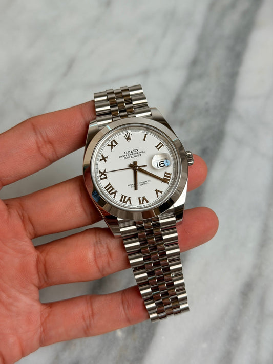 Rolex 2025 126300 Jubilee White Roman New Complete 14662