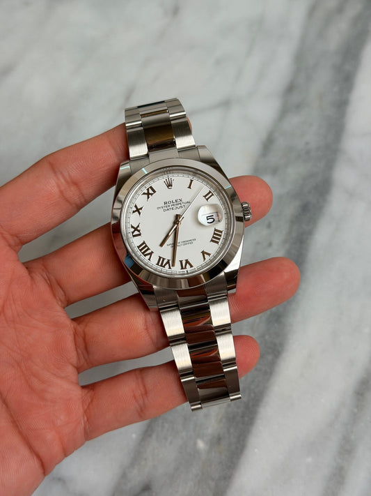 Rolex 2025 126300 Oyster White Roman Preowned Complete 14642