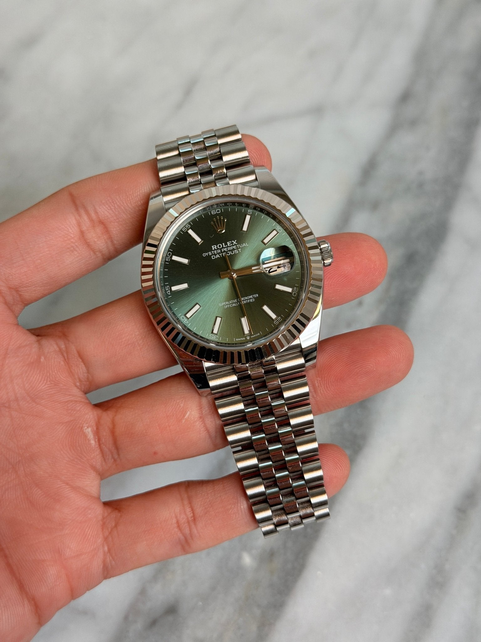 Rolex 2025 126334 Jubilee Green Index Preowned Complete 14594
