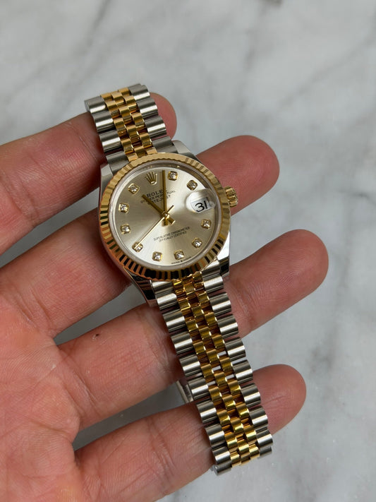 Rolex 2025 278273G Jubilee Silver Diamond DJ31 Preowned Good Complete 14446